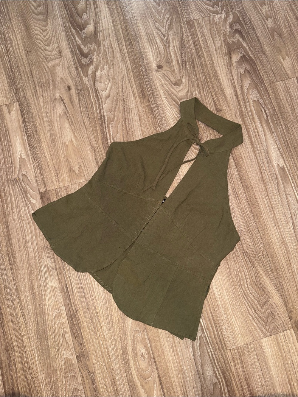 SHEIN Olive Halter Neck Peplum Camisole